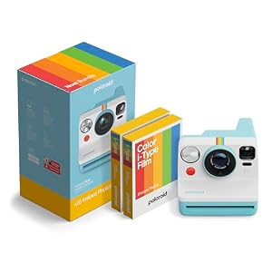 Polaroid Now 3rd Generation I-Type Instant Camera + Film Bundle – Now Arctic Blue Camera + 16 Color Photos (6644)