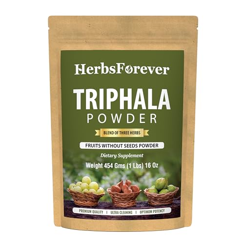 Herbsforever Triphala Churna Powder Traditional Ayurvedic Formulation Supports Detoxification and Rejuvenation Non GMO, Vegan 454 GMS