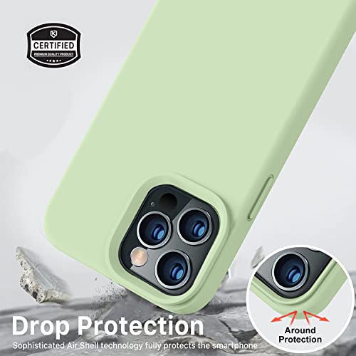 Vooii Compatible With Iphone 12 Pro Max Case, Soft Liquid Silicone Full Body Protective Slim Case With [Anti-Scratch Microfiber Lining] [Camera Protective] [Support Wireless Charging] - Matcha #TOP4