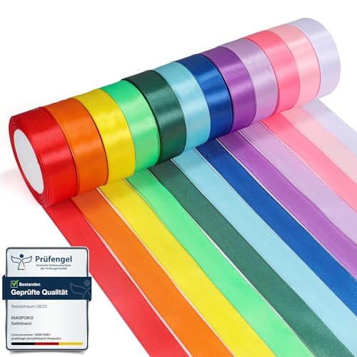 ihaspoko 12 Polyester Satinband, 25 mm x 22 m Schleifenband, Dekoration Geschenk