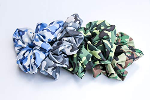 Happie Hare Scrunchies - Cotton Rounds Elastic Hair Bands - Scrunchy Hair Ties - Girls Hair Accessories - Gifts For Women (4 Pack, Camo) #TOP2