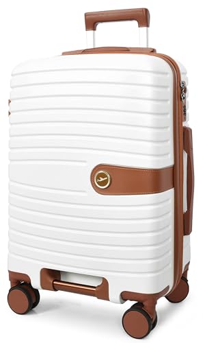 Valise cabine Jetpack A1 FASHION GOODS rigide extensible marron et blanc