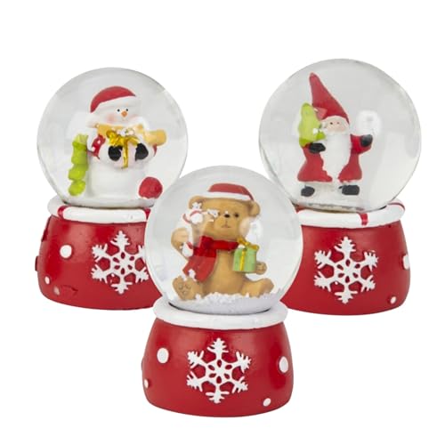 3er Set süße Mini-Schneekugeln | Weihnachtsmann | Schneemann |...