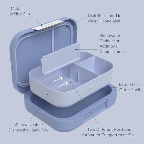 Image of Bentgo Modern - Leak-Resistant Bento Lunch Box For Adults, Teens, & Larger Appetites; Reusable BPA-Free Meal Prep Container with 3 or 4 Compartments, Dishwasher /Microwave Safe; 5 Cups (Dusk Blue)