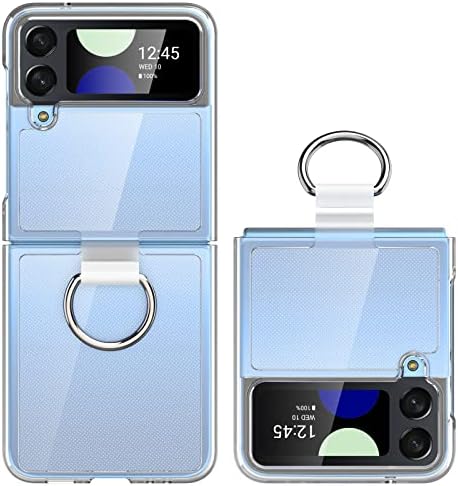 Vizvera For Samsung Galaxy Z Flip 4 Case Clear with Ring, Ultra Thin design Hard polycarbonate Non Slip Durable Scratch Resistant Phone Case Cover Designed for Galaxy Flip 4 5G 2022 - Transparent