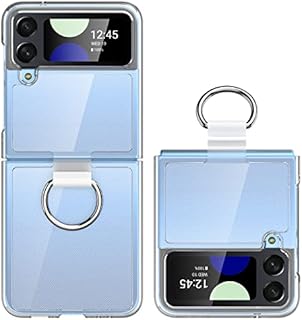 Vizvera For Samsung Galaxy Z Flip 4 Case Clear with Ring, Ultra Thin design Hard polycarbonate Non Slip Durable Scratch Resistant Phone Case Cover Designed for Galaxy Flip 4 5G 2022 - Transparent