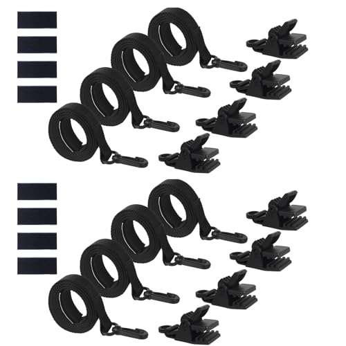 Sangles avec clips pour bâche solaire de piscine - Kit de fixation avec crochets et capuchons de rechange résistants aux UV - Idéal pour maintenir les planches solaires sur le treuil ou la margelle