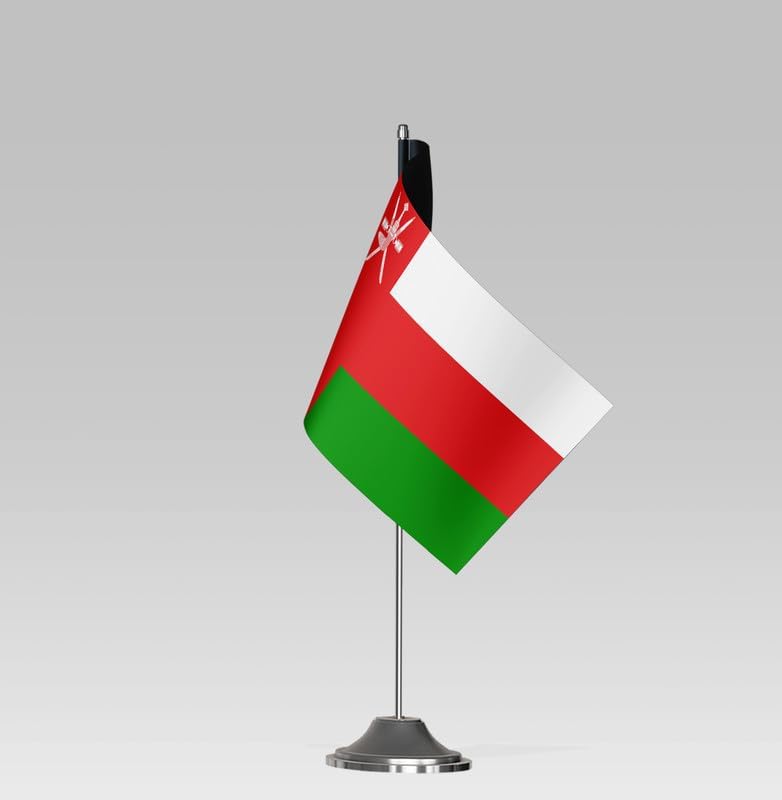 BPA® OMAN FLAG Compact Table Flag with Stand Elegant Desk Decor (22x10cm)