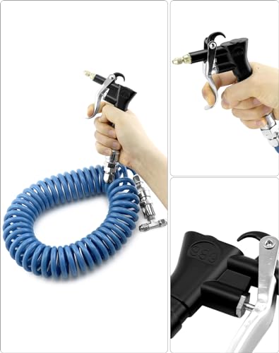 QWORK Air Blow Gun Kit, 2 Sets of Heavy Duty Air Duster Blow Gun Dust Cleaner with 16' (5m) Long Coil, Air Seat Blow Gun Fits 1/4"(6mm) air Hose for Trucks, Semi Trailers or Tractors by QWORK - Used condition - Image 14