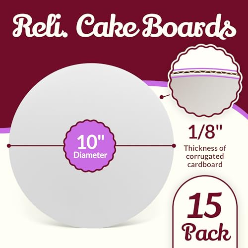 image for Reli. Cake Boards 10 Inch (15 Pack) | White Cake Boards 10 Inch Round 