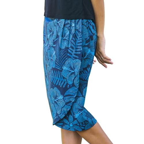 RipSkirt Hawaii Length 3 - Wrap Skirt for Women - Quick Dry Swim Cover-Up with Side Pocket - Lightweight for Beach, Travel and Casual Wear (Maui Moonlight, M 8-10)