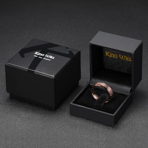 Image of King Will Tungsten Carbide Wedding Band for Men Women-6 /8 /10mm Width Multicolor Available with Grooved Center Wedding Ring Suitable for Work, Gym Comfort Fit Size 4-16