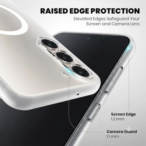 Image of DIZORO Matte Case for Samsung Galaxy A35 Compatible with MagSafe, Camera Lens Full Protection, Shockproof Translucent Frosted TPU Soft Phone Cover, Anti-Fingerprint (White)