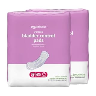 Amazon Basics Incontinence Pads for Women, Postpartum, Long, Maximum Absorbency, Bladder Control, Unscented, 78 Count (2 Packs of 39)