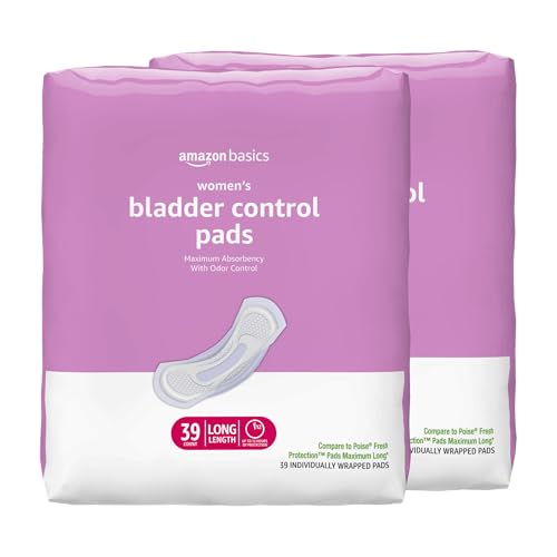 Amazon Basics Incontinence Pads for Women Long, Bladder Control, Postpartum, Maximum Absorbency,...