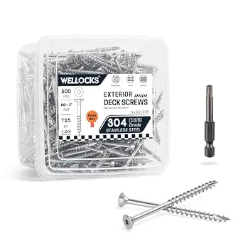 WELLOCKS #10 x 3 in 304 Stainless Steel Deck Screws, 300 PCS