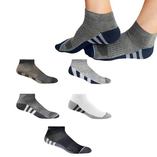 Image of MOMISY Men's Premium Cotton Cushion Ankle length Socks, (Multicolor) Pack of 5 (Free Size)