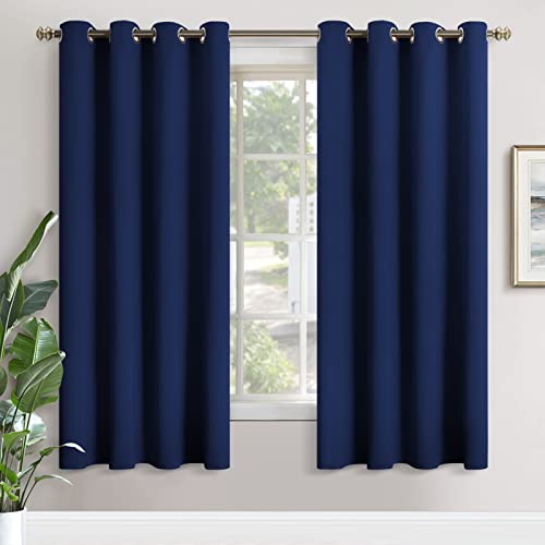 Image of YoungsTex Navy Blue Blackout Curtains 72 Inches Length for Bedroom - Thermal Insulated with Grommet Room Darkening Drapes for Living Room Privacy Light Shading, 2 Panels, 52 x 72 Inch