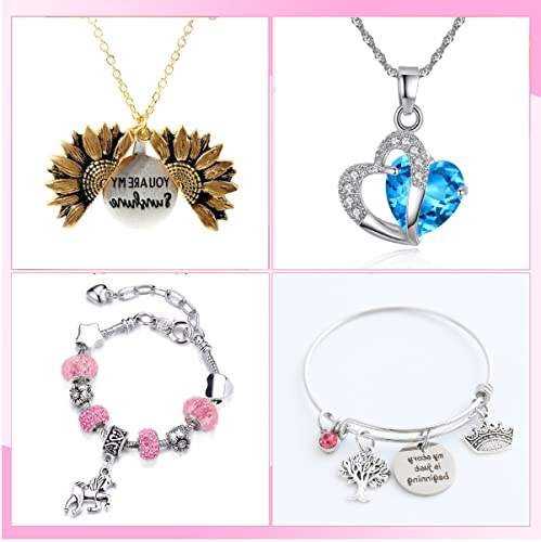 Agitation Kids Unicorn/Castle/Princess Wooden Musical Jewelry Box For Girls With Matching Jewelry Set (B-Pink Princess2) #TOP2