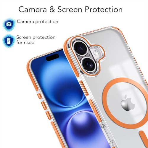 Image of MINTZZ ️ for iPhone 16 Case, Compatible with MagSafe, Military-Grade Protection, Yellowing Resistant, Scratch-Resistant TPU Back, Magnetic Phone Case for iPhone 16 Orange