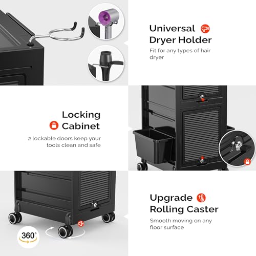Salon-Trolley-Cart-Hair-Stylist-Station-with-2-Lockable-Doors-Rolling-Hair-Cart-Organizer-with-Drawers-Bucket-Dryer-Holder-Barber-Shop-Hairdressing-Beauty-Tattoo-Versatile-Equipment