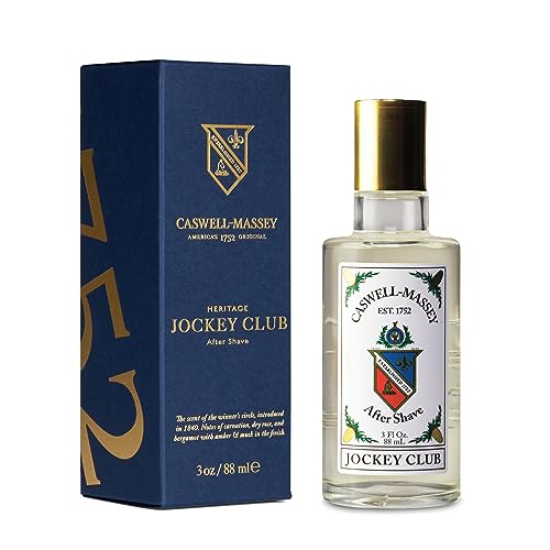 Caswell-Massey Jockey Club Aftershave, Sandalwood Musk Jasmine Geranium Scent, Soothing Post-Shave Tonic for Men, Made in USA, 3 Fl Oz