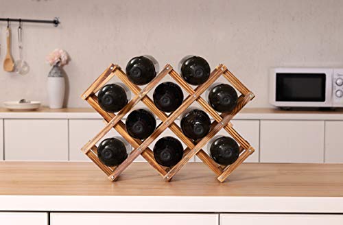 Pengke Wood Wine Rack Freestanding Wine Rack,10 Bottles Countertop Free Stand Wine Storage Holder Protector For Red White Wine #TOP3