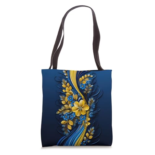Bolsa Tote con diseño floral y bandera de Ucrania miniatura 1