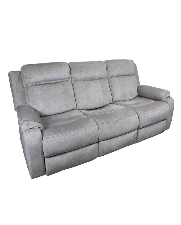 SWEET SOFA® Sofá Reimon Relax Eléctrico 3 Plazas | Tapizado Reclinable con Mando | Asiento Central Fijo | 204x102x90 cm | Diseño Moderno y Cómodo, Color Gris