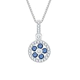 KATARINA Blue and White Diamond Fashion Pendant Necklace in 10K White Gold (1/3 cttw, G-H, I2-I3)