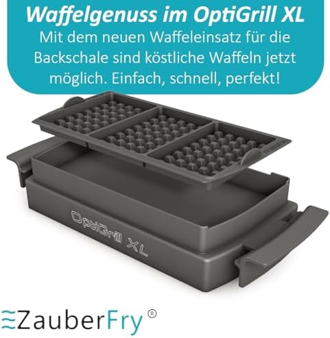 ZauberFry Waffle Insert Compatible with Tefal OptiGrill Plus XL, Elite XL, Silicone Baking Tray Insert, Belgian Waffles Accessories