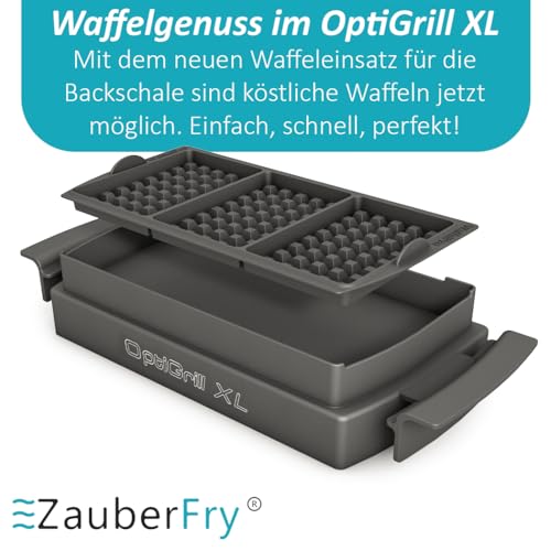 ZauberFry Waffle Insert Compatible with Tefal OptiGrill Plus XL, Elite XL, Silicone Baking Tray Insert, Belgian Waffles Accessories
