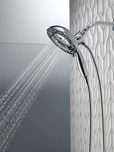 Image of Delta Faucet 5-Spray In2ition Dual Shower Head with Handheld Spray, H2Okinetic Brushed Nickel Shower Head with Hose, Showerheads, Handheld Shower Heads, Magnetic Docking, Stainless 58480-SS25-PK
