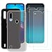 Produktbild TTJ Schwarz + Grau Hülle für Motorola Moto E6S + [3 Stück] HD Panzerglas, Handyhülle Silikon Schutzhülle Cover TPU Case Handytasche - Panzerglasfolie Schutzfolie (6,1")