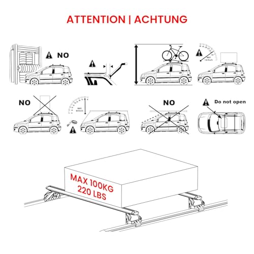 Omac - Portapacchi Base Compatibile Con Toyota Yaris Cross 2020-2025, In Alluminio, Abe, 100Kg, Nero, 2 Pezzi, Barra Chiusa Per Portabiciclette, Box Da Tetto, Portasci, Resistente Al Furto - 7
