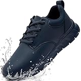 GUCTQY Work Shoes for Men Non Slip Waterproof Kitchen Chef Restaurant Food Service Leather Nursing Lightweight Walking Casual Fashion Men Shoes Blue Size 8.5