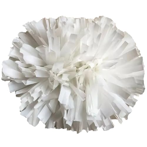 Pompon Per Cheerleader 6 pezzi Pom da Cheerleading, 32 cm, con Manico, Forniture Sportive, Non sbiadiscono(White)