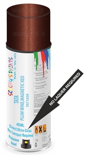 SCOOBYS PAINTS BACK IN THE MIX Direct Gloss Aerosol Spray Paint For Tata Plum Wine,Magnetic Red Code: Tat1020 No Lacquer Required