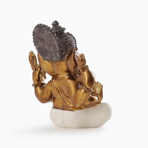 PURE HOME + LIVING Ivory Antique Gold Polyresin Sitting Ganesha - Medium Idol for Vighnaharta Blessings, Wisdom, Prosperity & Elegant Home & Puja Room Decor (Pack of 1) thumbnail 15