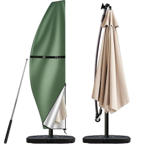 Image of Teynewer Parasol Cover Waterproof, Garden Cantilever Umbrella Cover, Green