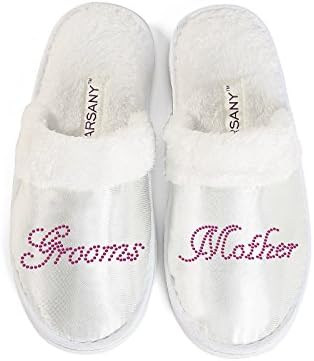 Varsany Bridal Party Spa Slippers - Hen Party, Wedding, Diamante Rhinestone Crystal, Closed Toe Hotel Honeymoon Slippers - One Size Fits All