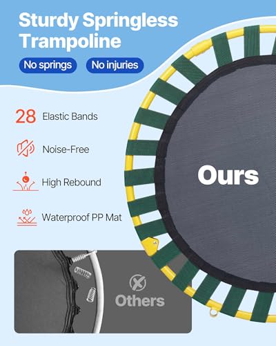 VEVOR 3FT Trampoline for Kids, 36" Trampolines Indoor/Outdoor Trampoline for Toddlers, Foldable Mini Baby Jump Toy with Foam Handle, Recreational Trampolines Birthday Gift for 3+ Years Kids - Image 5