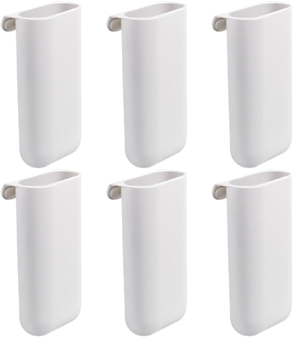NUOBESTY 6pcs White PP Desk Pen Holder Xmas Self-adhesive Organizer