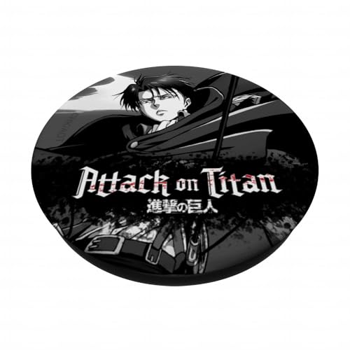 Attack on Titan Black and White Levi Splatter Logo Anime PopSockets Klebender PopGrip