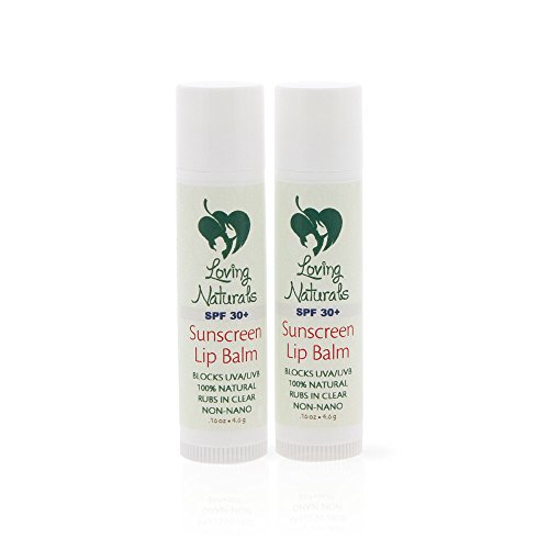 Loving Naturals Clear Lips All Natural Sunscreen Lip Balm SPF 30+ Non-Nano Zinc Oxide UVA/UVB .16oz (2 Pack)
