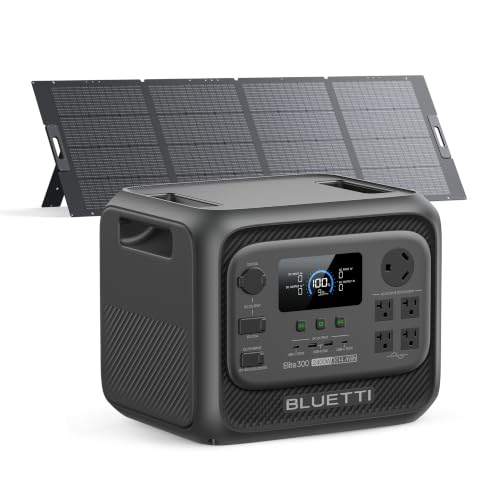 BLUETTI Solar Generator Elite 300 with 350W Solar Panel Included, 3014.4Wh