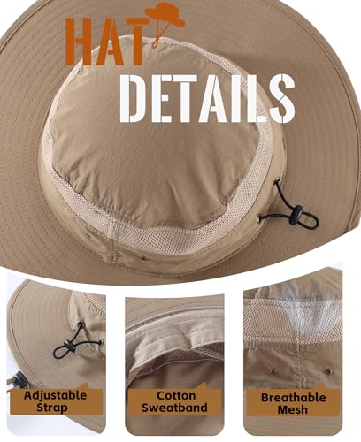 Image of Home Prefer UPF 50+ Men's Sun Hat Wide Brim Bucket Hat UV Protection Hat for Mens Womens Beach Safari Gardening Golf Fishing