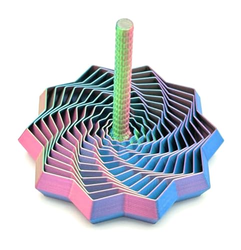 Image of Expanded Sensory Fidget Star with Handle - Visually Captivating and Satisfyingly Noisy! (Blue - Green - Purple, Small)