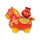 Tomotato Figuras de Caballos pequeños de Feng Shui, Oficina (Rojo)