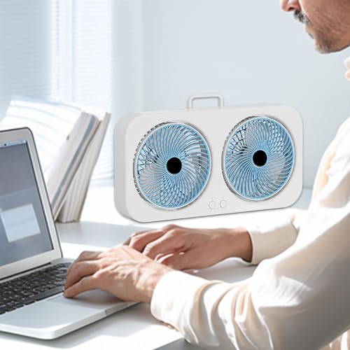 Ventilateur double tête rechargeable USB silencieux de table - 3